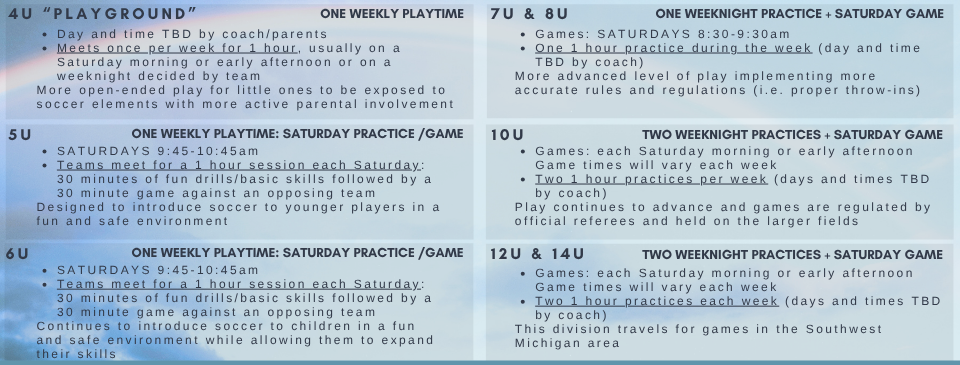 Game/Practice/Division Descriptions